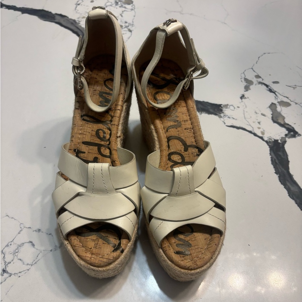 Sam Eldman’s Women's Cream Wedge Sandals